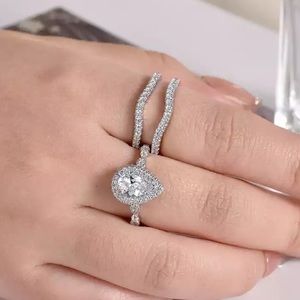 Silver engagement ring set